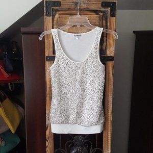 Express Off White Sequin Front Blouson Tank